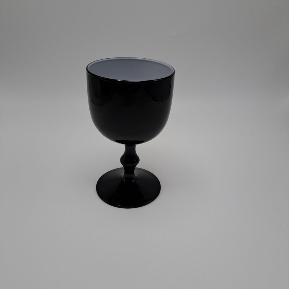 CARLO MORETTI White CASED Water Wine Black Glass Goblet Italian Elegant Vintage